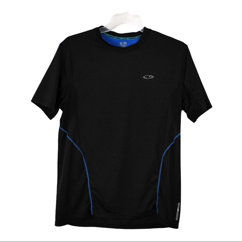 Men’s Champion Power Core Short Sleeve Workout Shirt, Black, Blue, Size Large